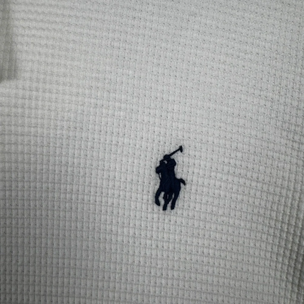 Polo Ralph Lauren Mens White Waffle Knit Thermal‎ Hoodie Large Pony Logo